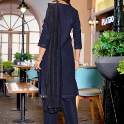 Royal Export Floral Yoke Design Sequinned Kurta With Trouser & Dupatta image 4