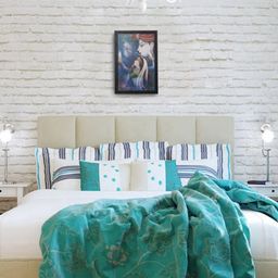 eCraftIndia Multicoloured Radha Krishna Satin Matt Texture Framed Wall Art-6