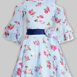 Naughty Ninos Tropical Print Cold-Shoulder Crepe Fit & Flare Dress-picture-5