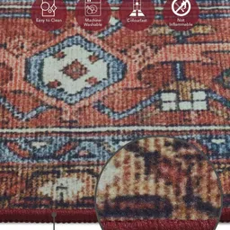 OBSESSIONS Cream Colored & Rust Colored Printed Water Repellent Bedside Runners image 3