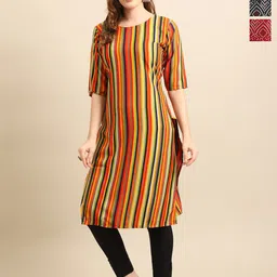 Anouk Rustic Women Pack Of 3 Ethnic Motifs Printed Crepe Kurta-image-41