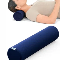 HOSPIKART Navy Blue Memory Foam Filled Faux Velvet Breathable Therapedic Pillow-45