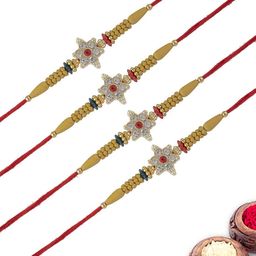 MEIRA JEWELLERY 6-Pcs Rakhi With Roli Chawal & Greeting Card-4