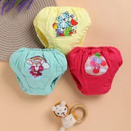 Unfab Infants Girls Pack Of 3 Assorted Printed Pure Cotton Basic Briefs CGGP002-03-7