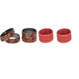 1ST TIME Set Of 12 Multicoloured Alloy Artificial Stones & Beads Antique Bangles-picture-11
