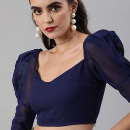 SCORPIUS Floral Print Puff Sleeve Georgette Crop Top-picture-8