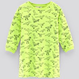 Primo Gino Long Sleeves Sweatshirt Origami & Dinosaurs Print - Neon Green-image-24
