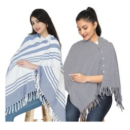 Nene Mother's Multi-Purpose Large Size Nursing Feeding Scarf Wrap Stole Stripes Pack of 2 - Multicolor-image-83