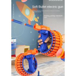 AKN TOYS Electric Portable Rapid Fire Rotating Cartridge Soft Bullet Toy Gun With 28 Bullets For Kids .(Color may vary)-2