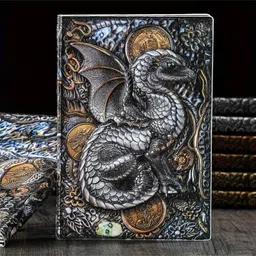 Elecart 3D Dragon Embossed Vintage Handcraft Antique Diary Gift for Kids & Students, Travel Diary & Notebooks to Write in (Size A5)-picture-2