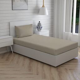 Trance Home Linen Premium Soft Pure Cotton Single Fitted Bedsheet with 1 Pillow Cover 78 x 36 Inch- Mocha-picture-43