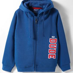 Bodycare Fleece Knit Full Sleeves Hooded Sweatjacket with Dude Print - Navy Blue-image-66