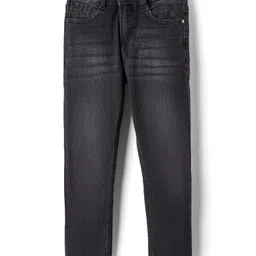 Pine Kids Woven Full Length Washed Denim Jeans - Black-picture-21