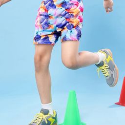 Pine Active Knit Above Knee Length Super Stretch Athletic Shorts with Abstract Print - Multicolor-image-48