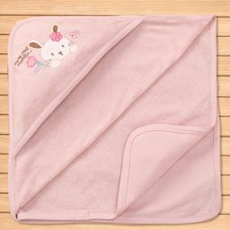 Pink Rabbit Terry Knit Hooded Towel With Cat & Floral Patch L 84 x B 82 cm - Pink-22