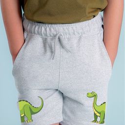 NUSYL Cotton Blend Dinosaur Printed Shorts - Grey-image-89