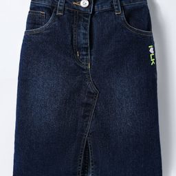 Little Kangaroos Denim Woven Knee Length Washed Skirt- Navy Blue-image-19