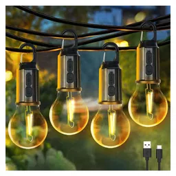 MUREN Portable and rechargble LED Hanging Lantern Light, Camping Light, Vintage Edison Bulb Design, Outdoor and Indoor-Waterproof-Pack of 2-picture-11