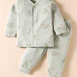 Zero Interlock Knit Full Sleeves Co-ord Night Suit with Bear Print - Sea Green-picture-28