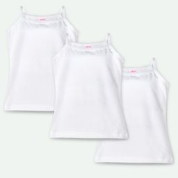 Ariel Cotton Lycra Knit Pack Of 3 Sleeveless Solid Camisoles - White-image-23