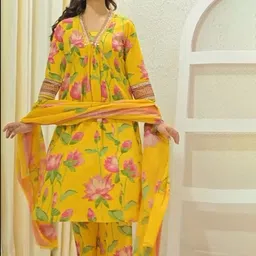 Heavenly Attire Women Floral Printed Regular Kurta with Palazzos & Dupatta-51