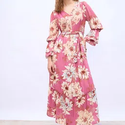 Styli Floral Print Puff Sleeve A-Line Maxi Dress-image-31