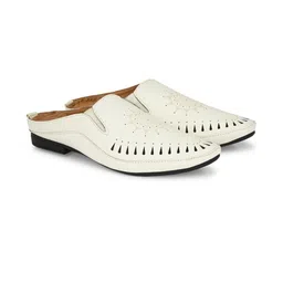 G L Trend Men White Color Open Back Mule Slip-on Clogs Perforations Ethnic Loafer-picture-7