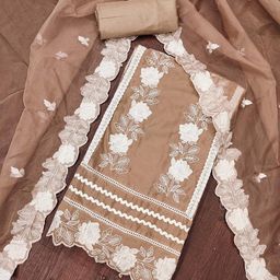 SHADOW & SAINING Floral Embroidered Organza Unstitched Dress Material-image-102