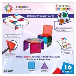 Funrise Magnetic Tiles Combo Set of 16 Pieces- Multicolor image 4