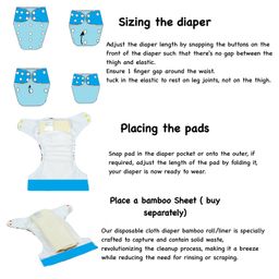 DUMBLEDO Premium Cloth Diaper with Leak-Proof, Absorbent 6-layer Black Insert - Dryfeel with Comfortable Fit for 3 Months to 3 Years, Pack of 2 image 4
