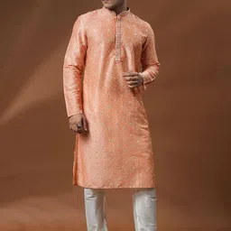 Ethnic India Men Geometric Mirror Work Kurta-picture-13