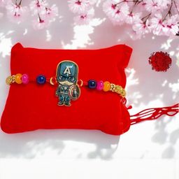 Captain America Metal Rakhi Greeting card n Roli-image-99