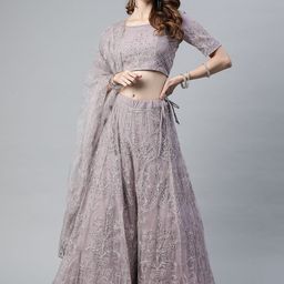 SHUBHKALA Mauve Embellished Semi-Stitched Lehenga & Unstitched Blouse With Dupatta-picture-10