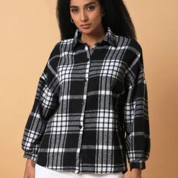 SHOWOFF Black & White Checks Oversized Shirt-image-38