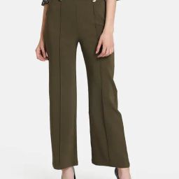 Kazo Olive Mid Rise Trousers-image-13