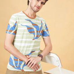 Urban Ranger by Pantaloons Sea Green Slim Fit Printed Crew T-Shirt-picture-26