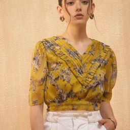 Rare Yellow Floral Print Crop Top-image-37