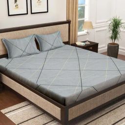 Klotthe Grey 300 TC Polycotton Double Bedsheet with 2 Pillow Covers-picture-6