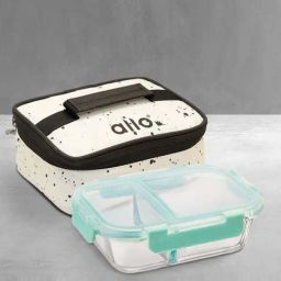 Allo FoodSafe Glass Lunch Box with BreakFree Detachable Lock & White Splash Bag, 580ml-picture-40