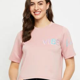 MADAME Pink Graphic Print T-Shirt-image-7