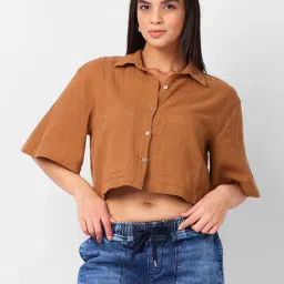 Izel Brown Regular Fit Casual Shirt-image-59