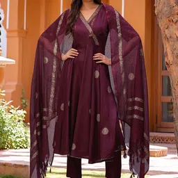 Moda Rapido Women Ethnic Motifs Printed Regular Kurta with Trousers & Dupatta-picture-26