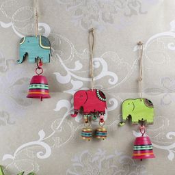VarEesha Set of 3 Multicoloured Elephant "Tinkle Bells" Wall Decorative Bells Windchimes-picture-34