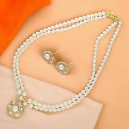 Sri Jagdamba Pearls Dealer Lekha 2 Lines Pearl Necklace Set-image-31
