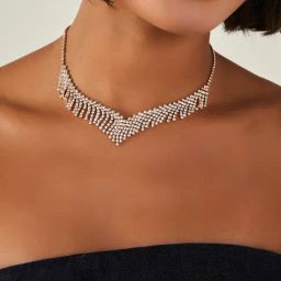 Accessorize London Crystal Diamante Collar Necklace-40
