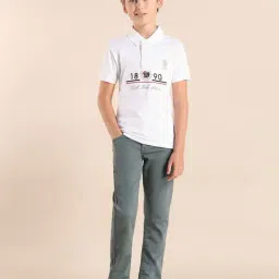 US Polo Kids Boys White Cotton Embroidery Polo T-Shirt-image-16