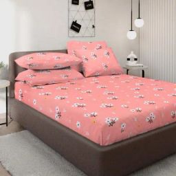 Klotthe Pink 300 TC Polycotton Double Bedsheet with 4 Pillow Covers-image-96