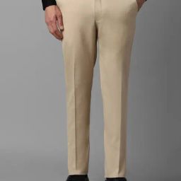 Men Beige Slim Fit Textured Flat Front Formal Trousers-picture-16