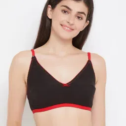 Clovia Black & Red Non Wired Non Padded Full Coverage Bra-17