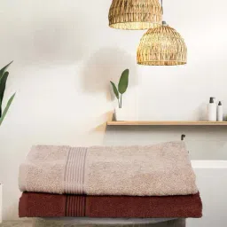 LORENA 100% Cotton Super-Soft Terry Towels -2pc Bath Towel (d`ross) solid-taupe/brown-5